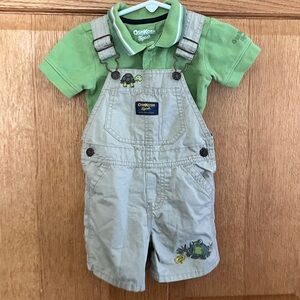 OshKosh B'gosh Tan Overalls with Adjustable Straps and Short Length